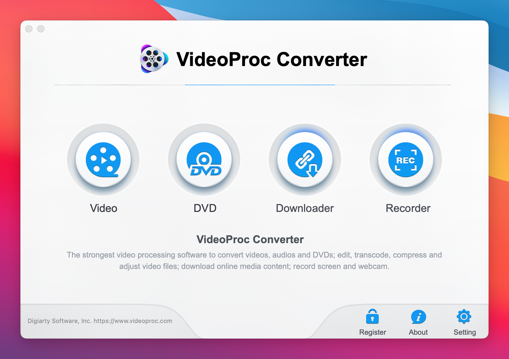 The VideoProc Converter window is opened