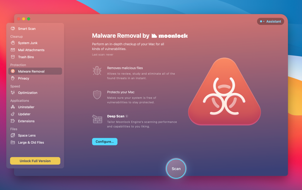Use the the Malware Removal option in the sidebar of the application